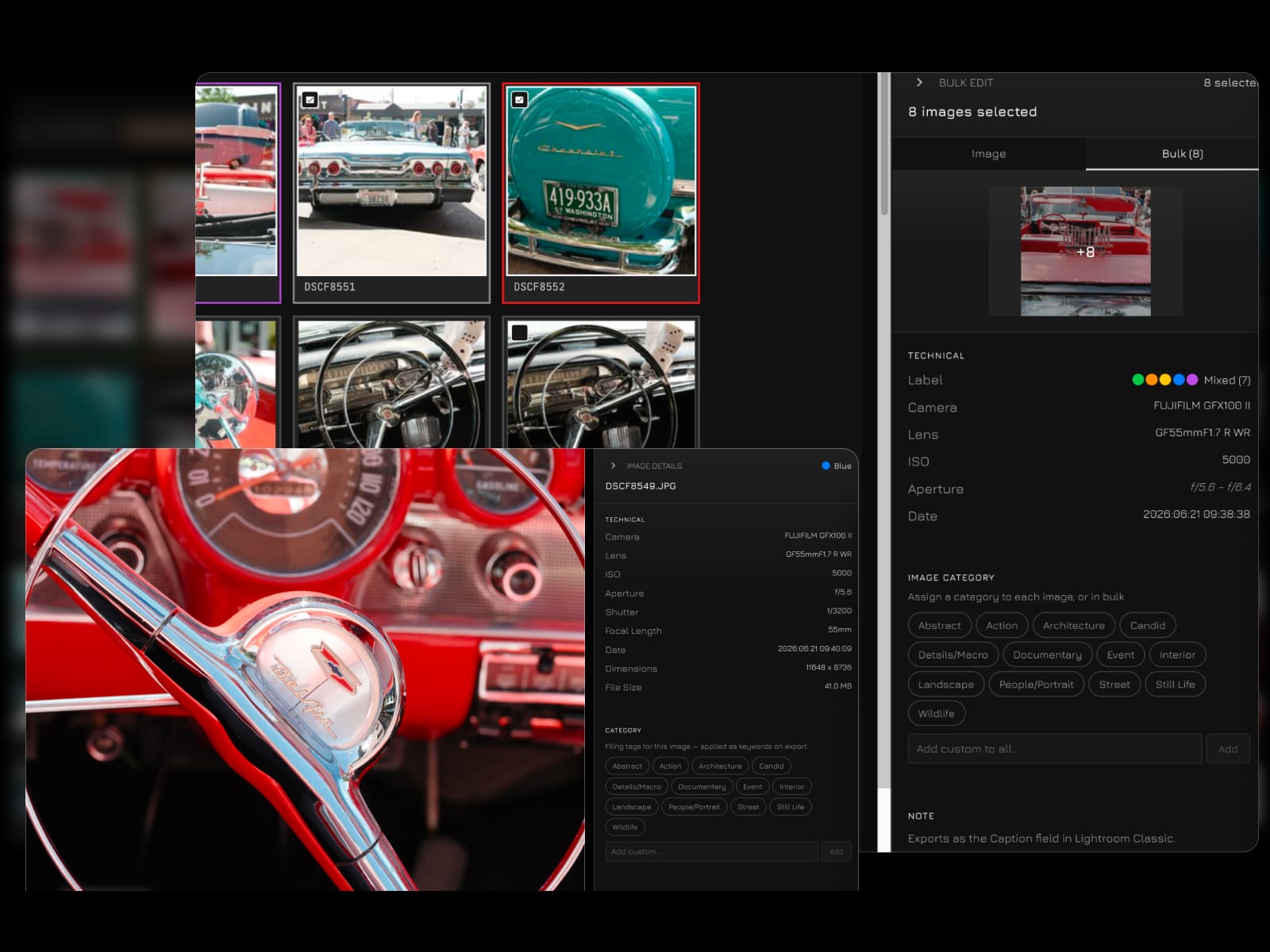 Every frame's metadata, ready to work with